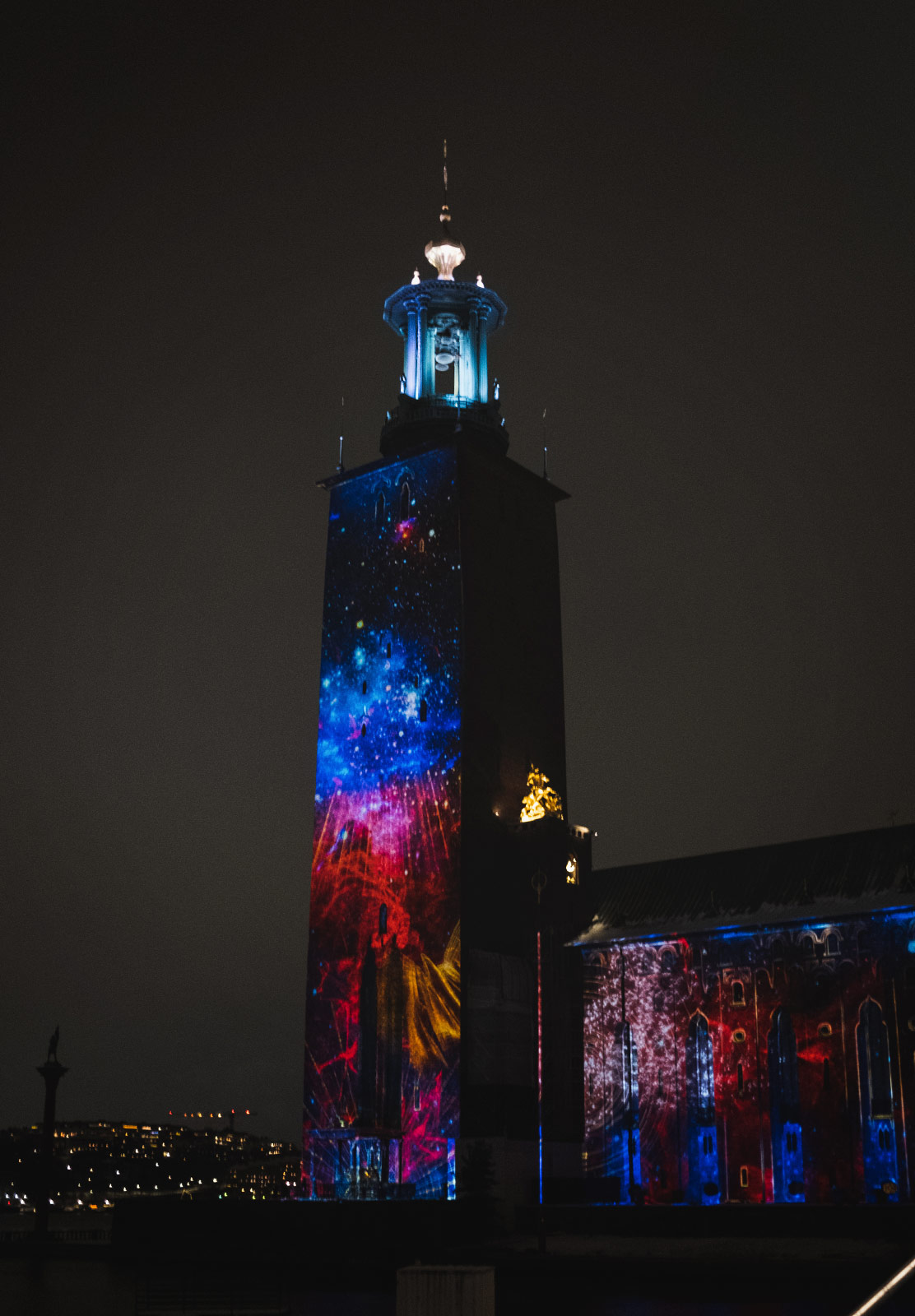 Lights projected on building