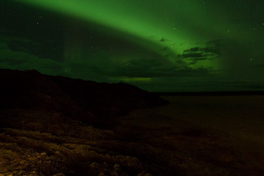 Northern lights over mountains