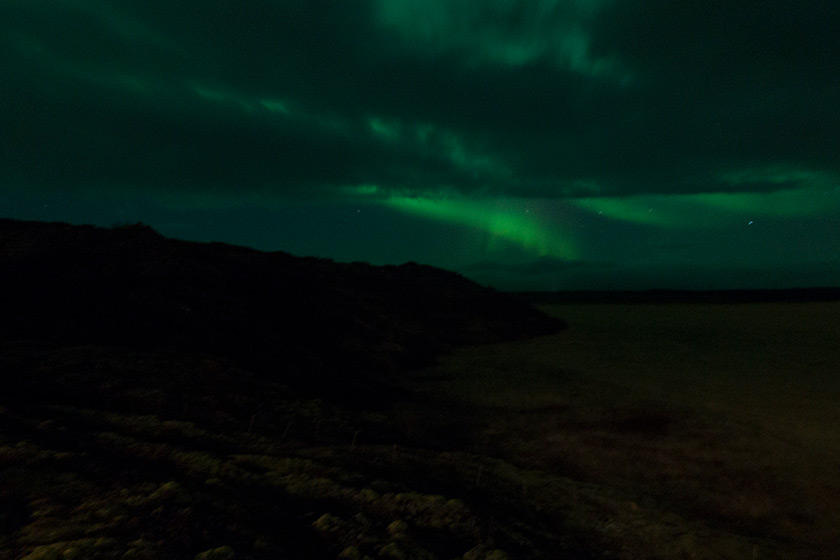 Northern lights over mountains