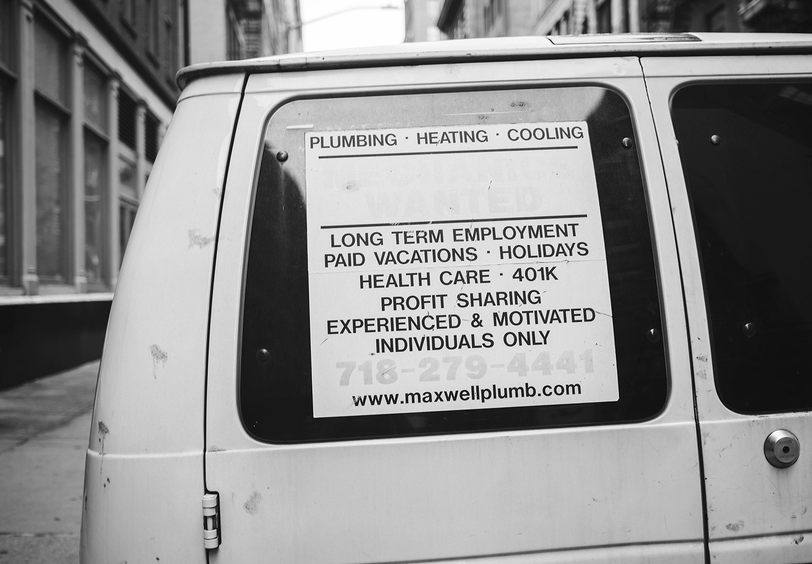 Job ad on van