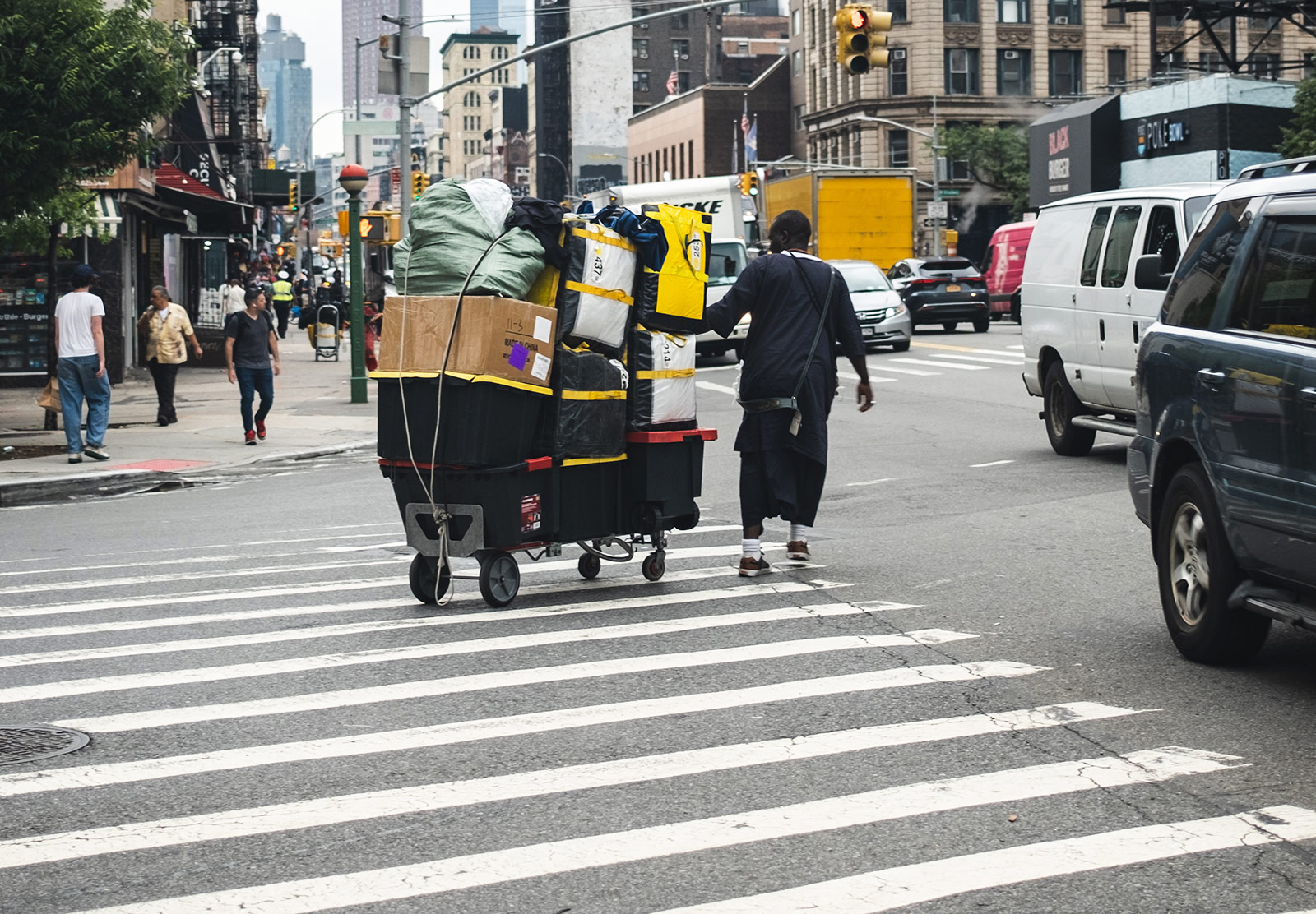 Man pulling cart