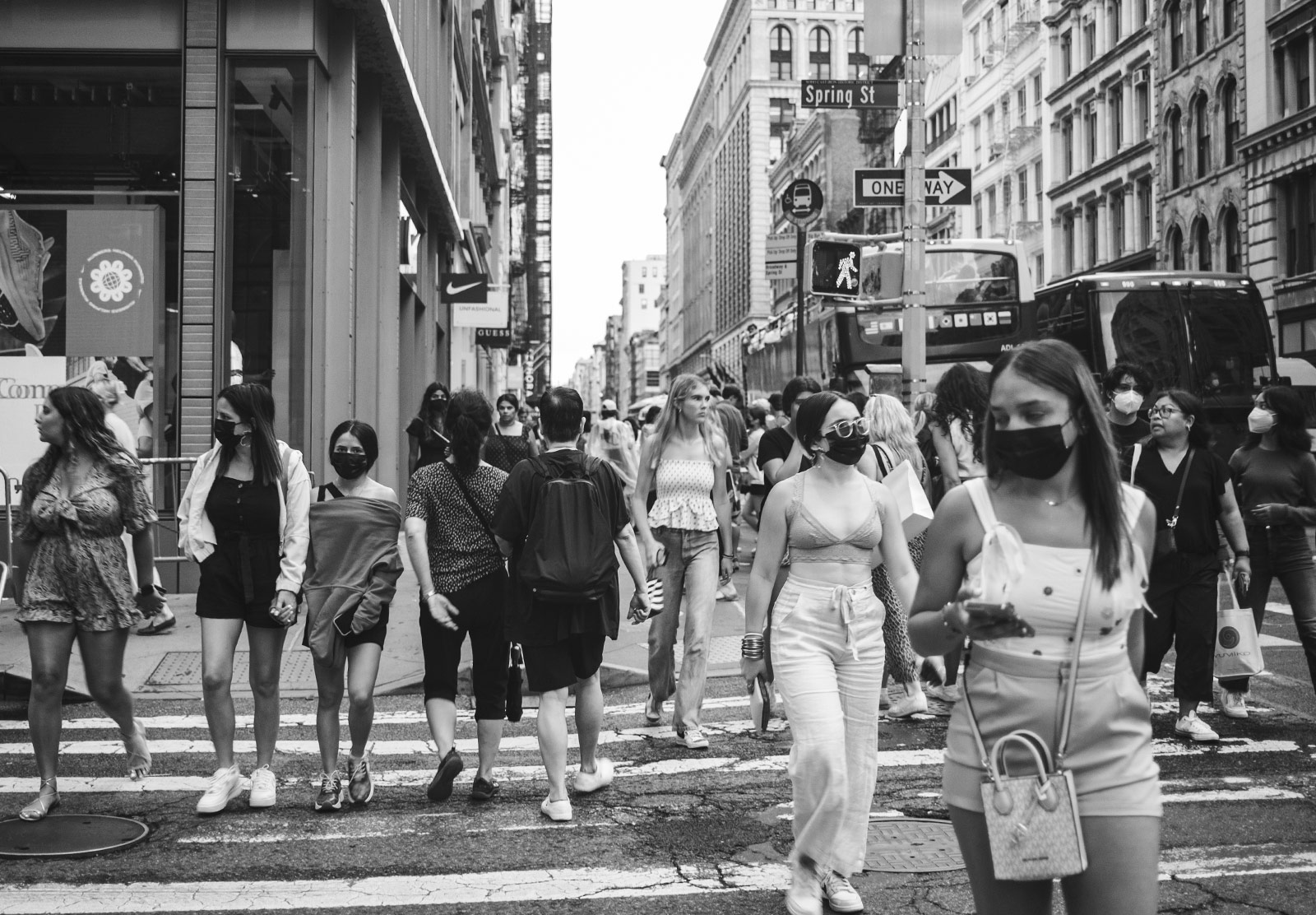 People crossing the road