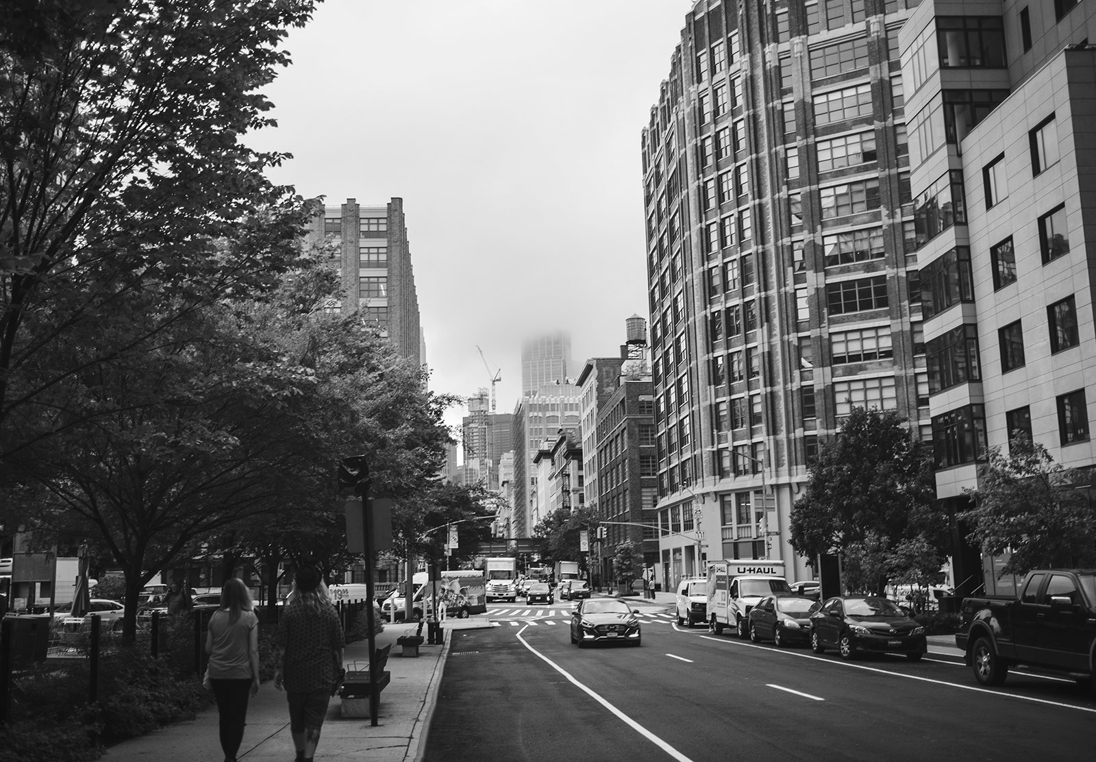 Mist hanging over building