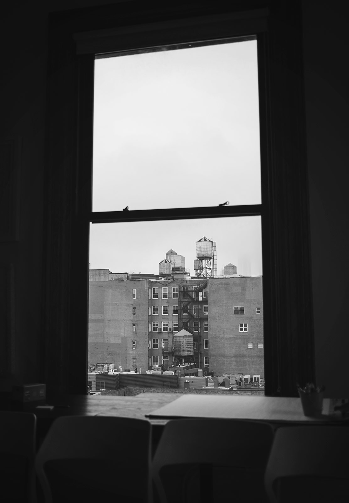 View of skyline from window