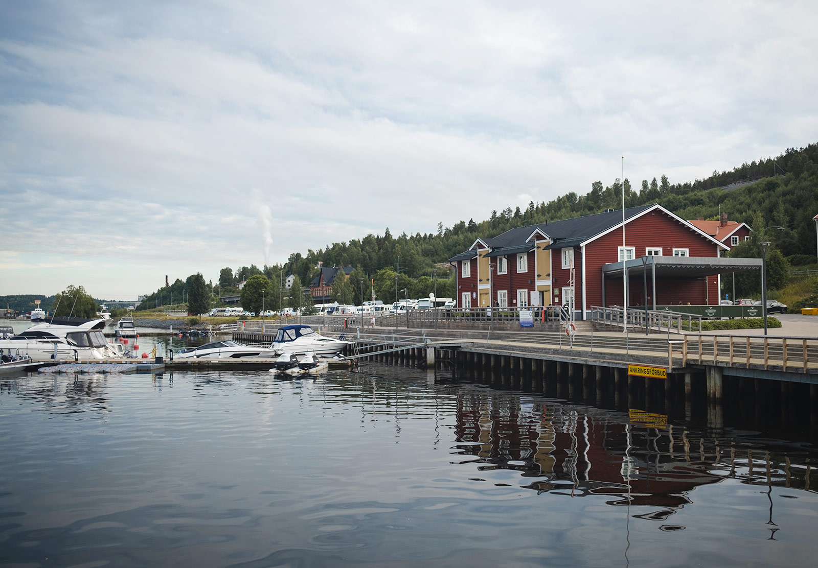 Wooden building next to water