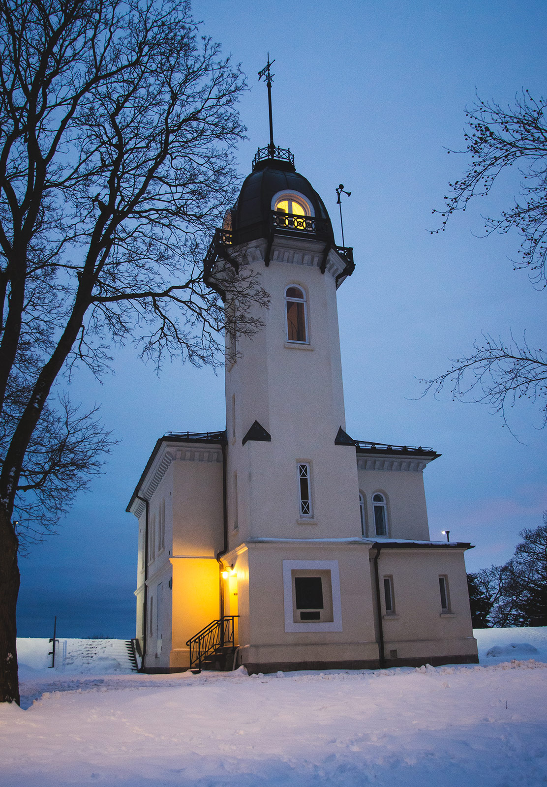 Building lit up at night