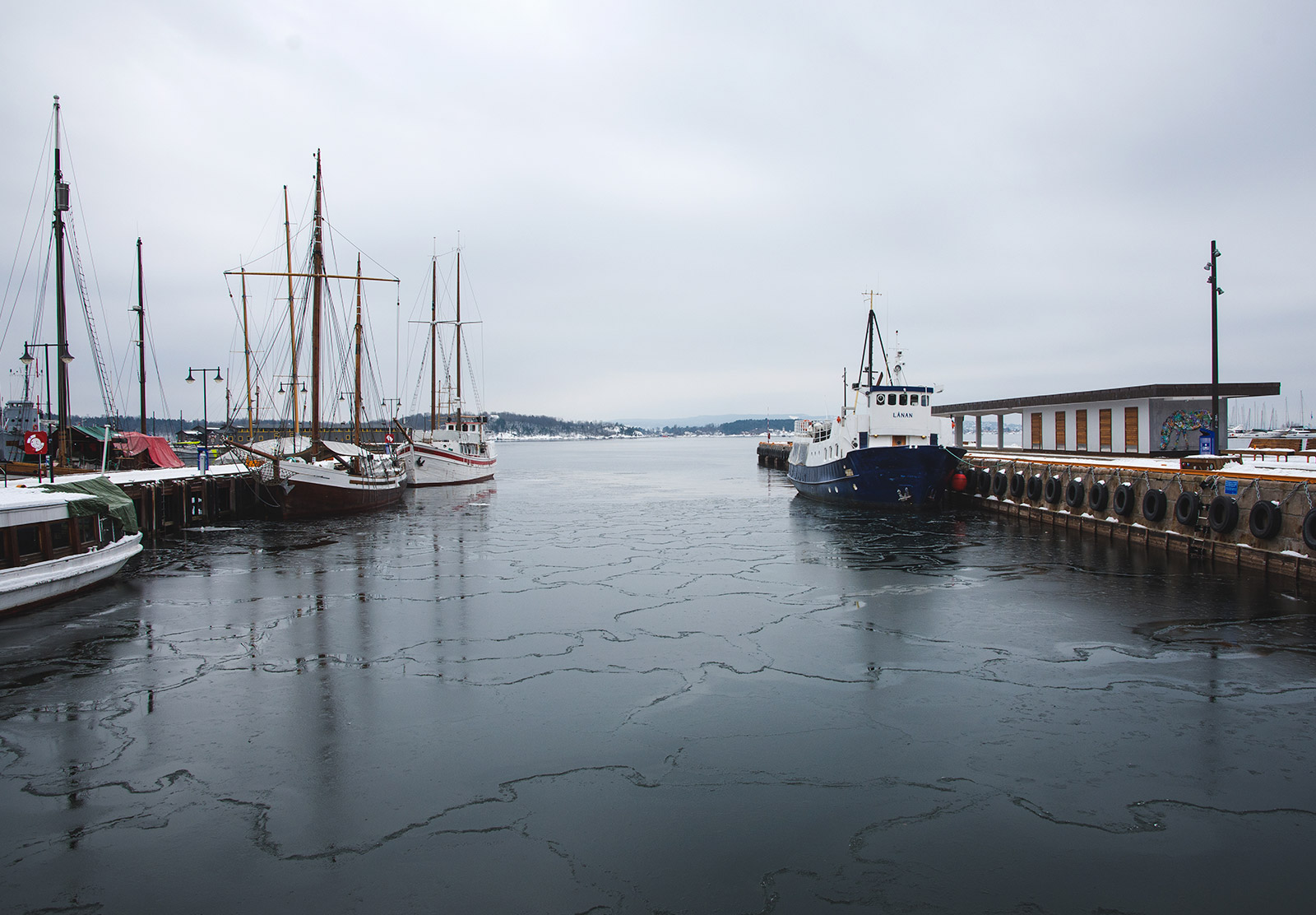 Boat on frozen water