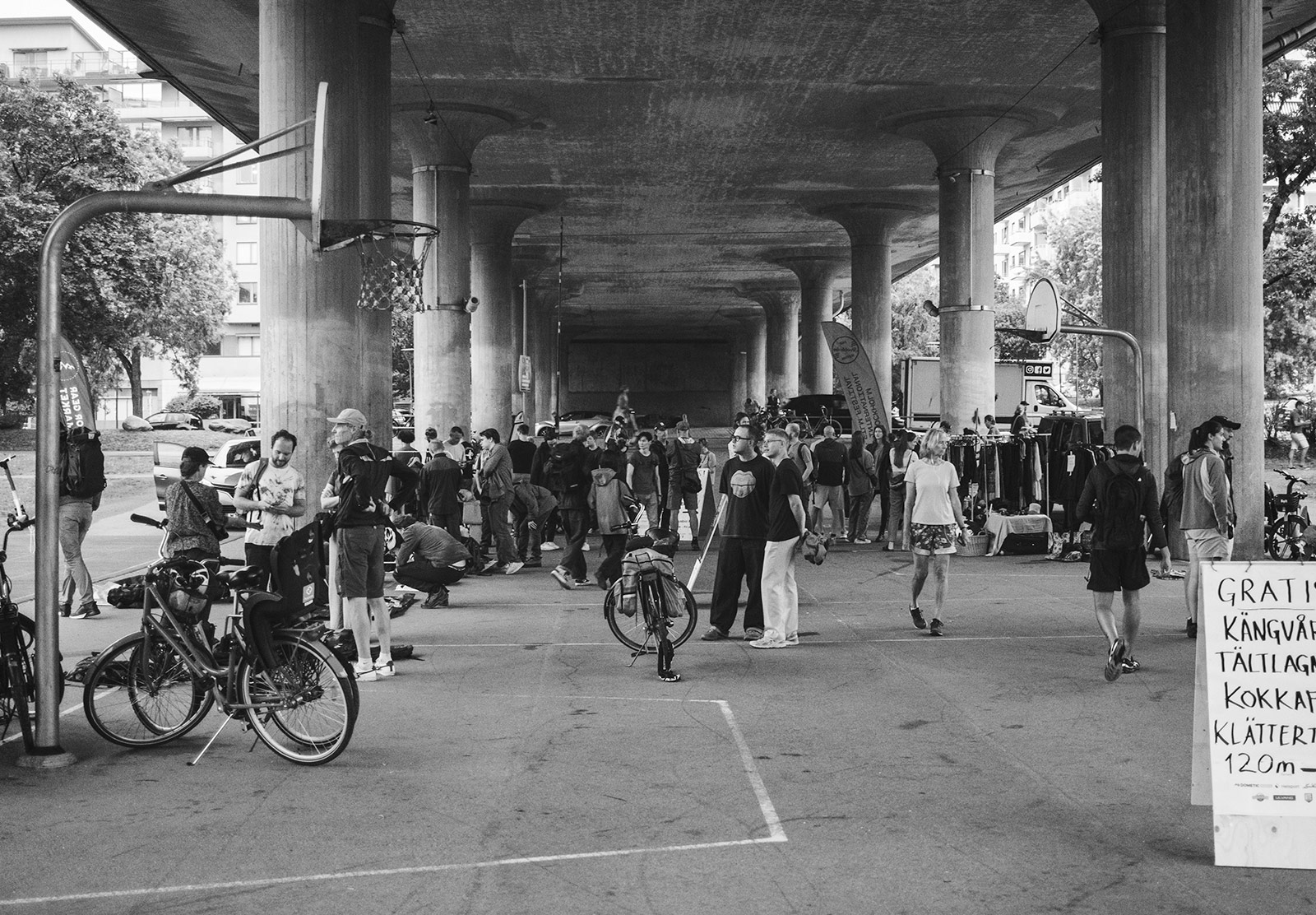 Market under bridge