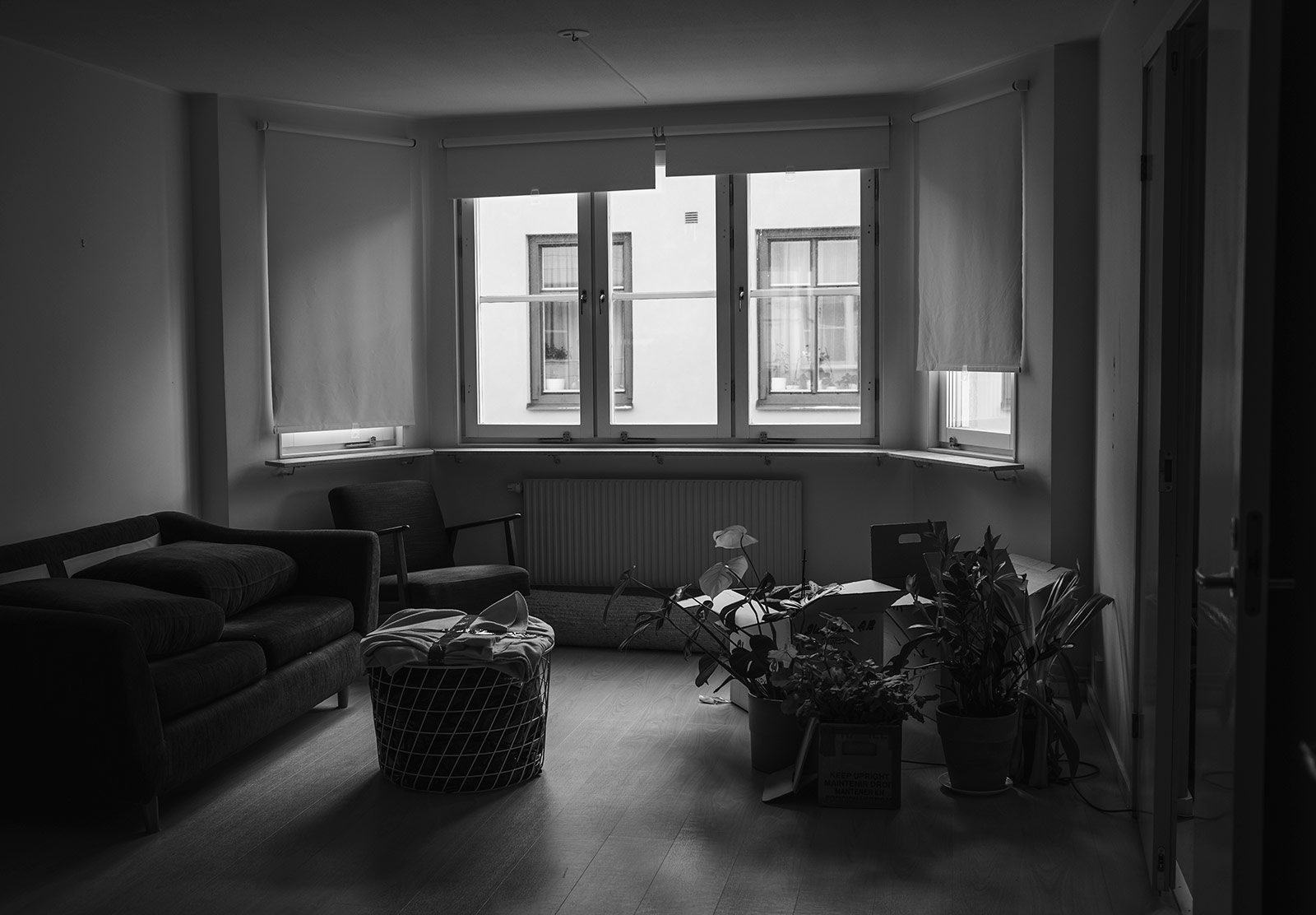 Boxes in living room