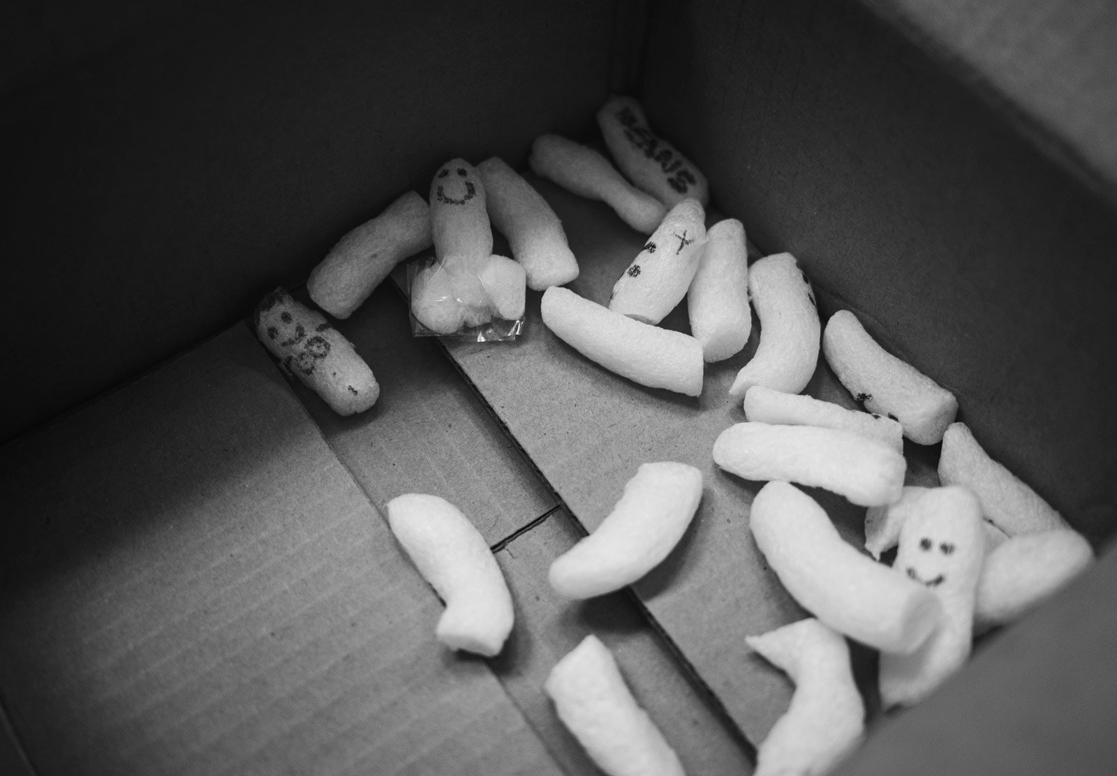Foam beans in box