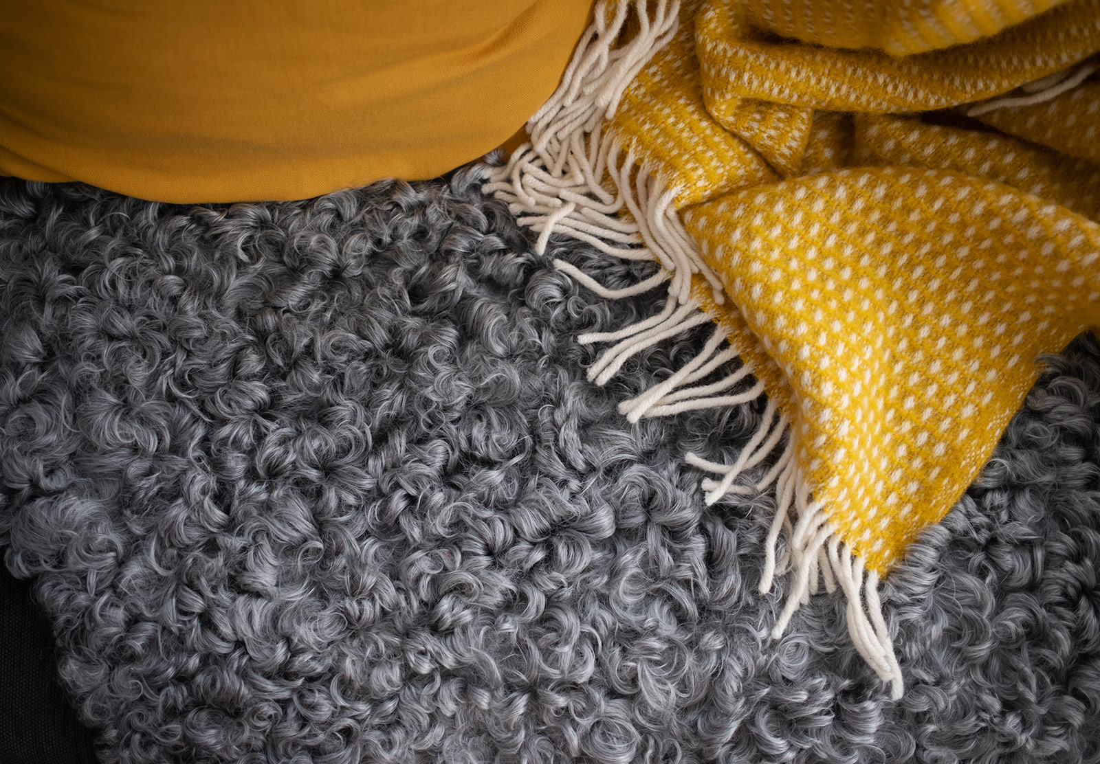 Orange blank on wool pelt