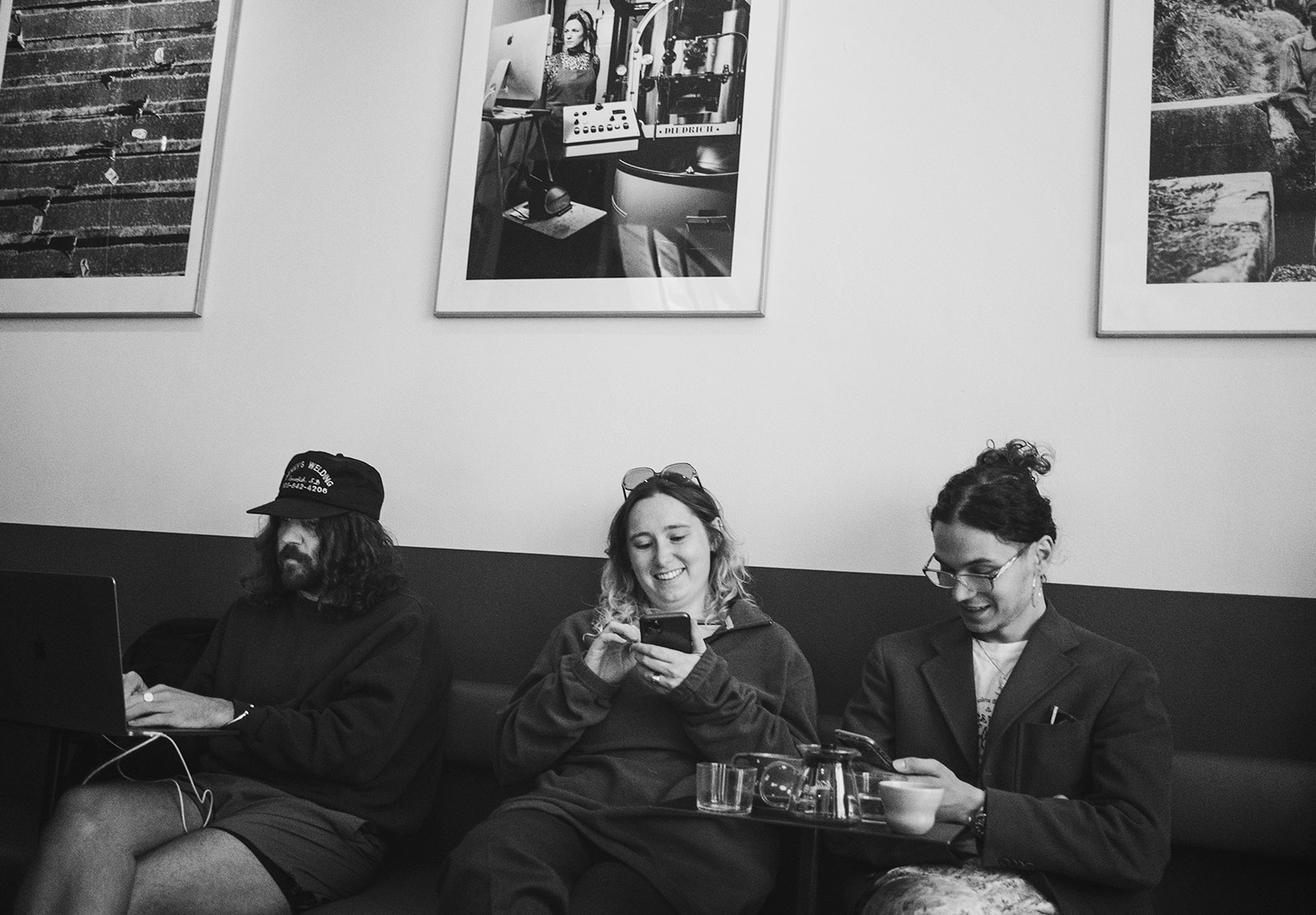 People sat in café