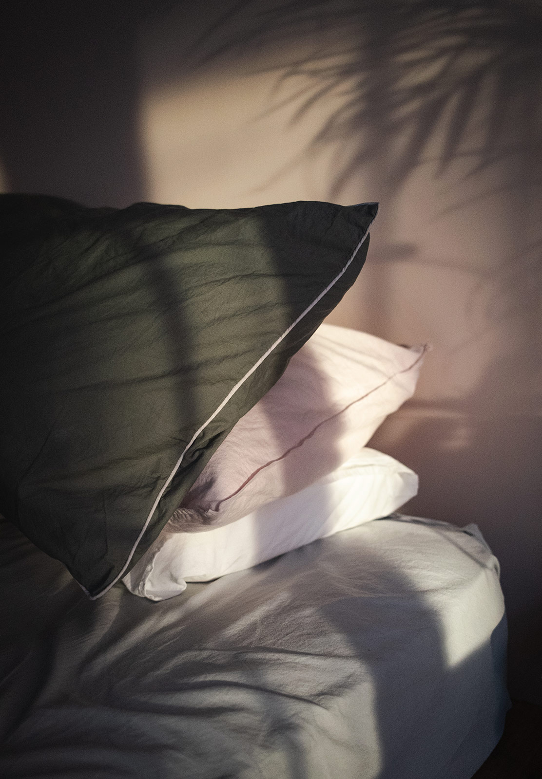 Sun shining on pillow