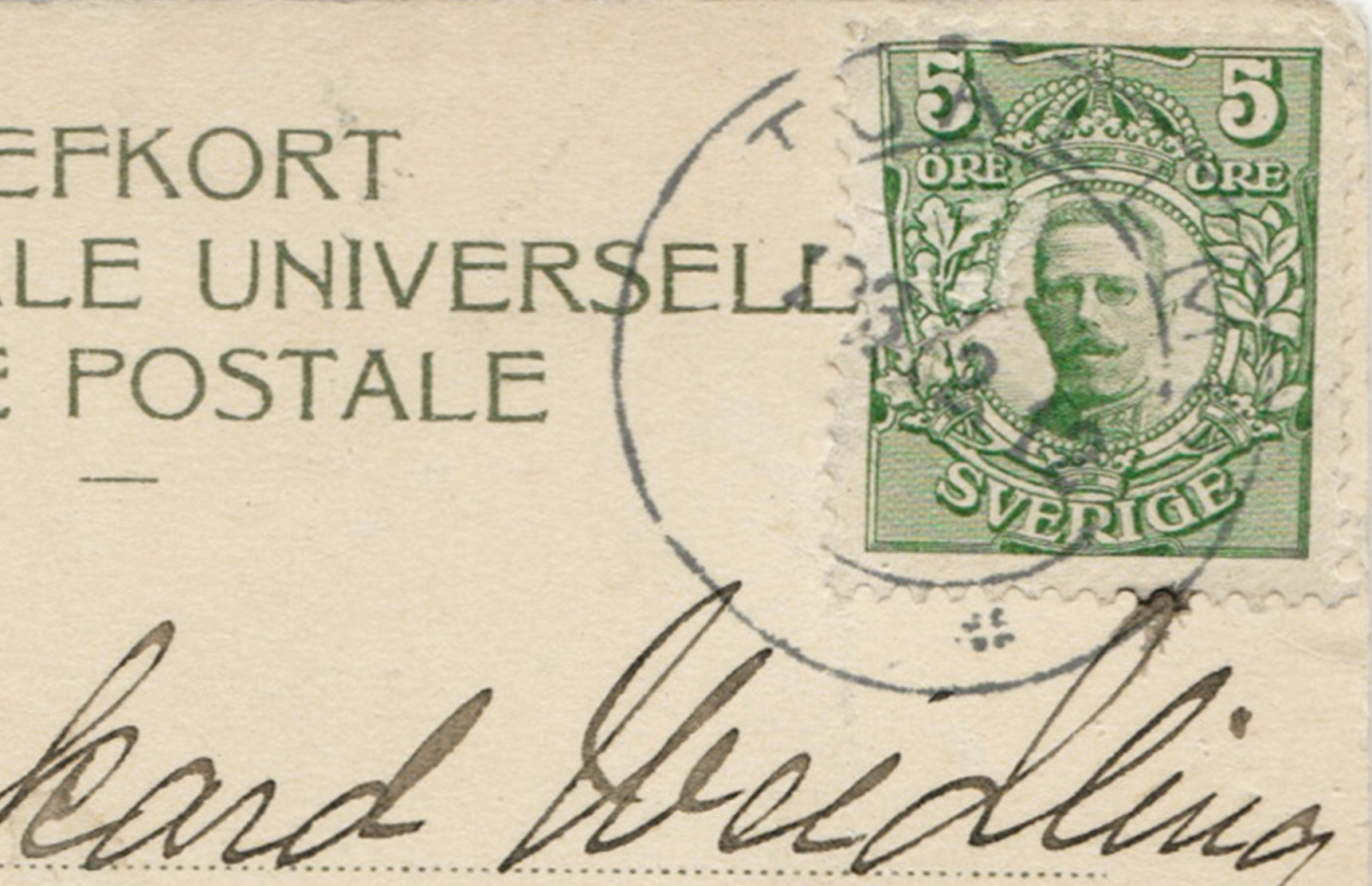 Green stamp and post mark