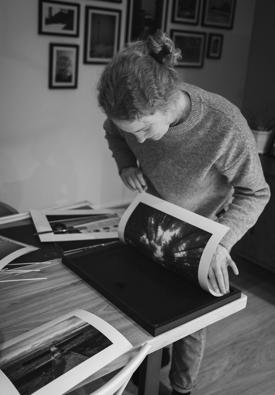Woman laying print in frame