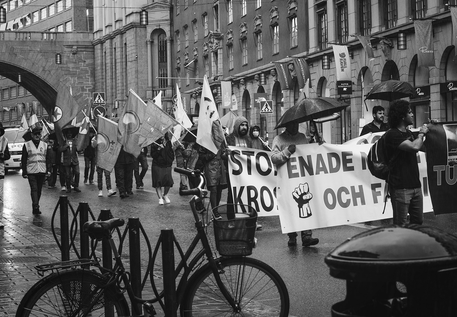 Line of protesters