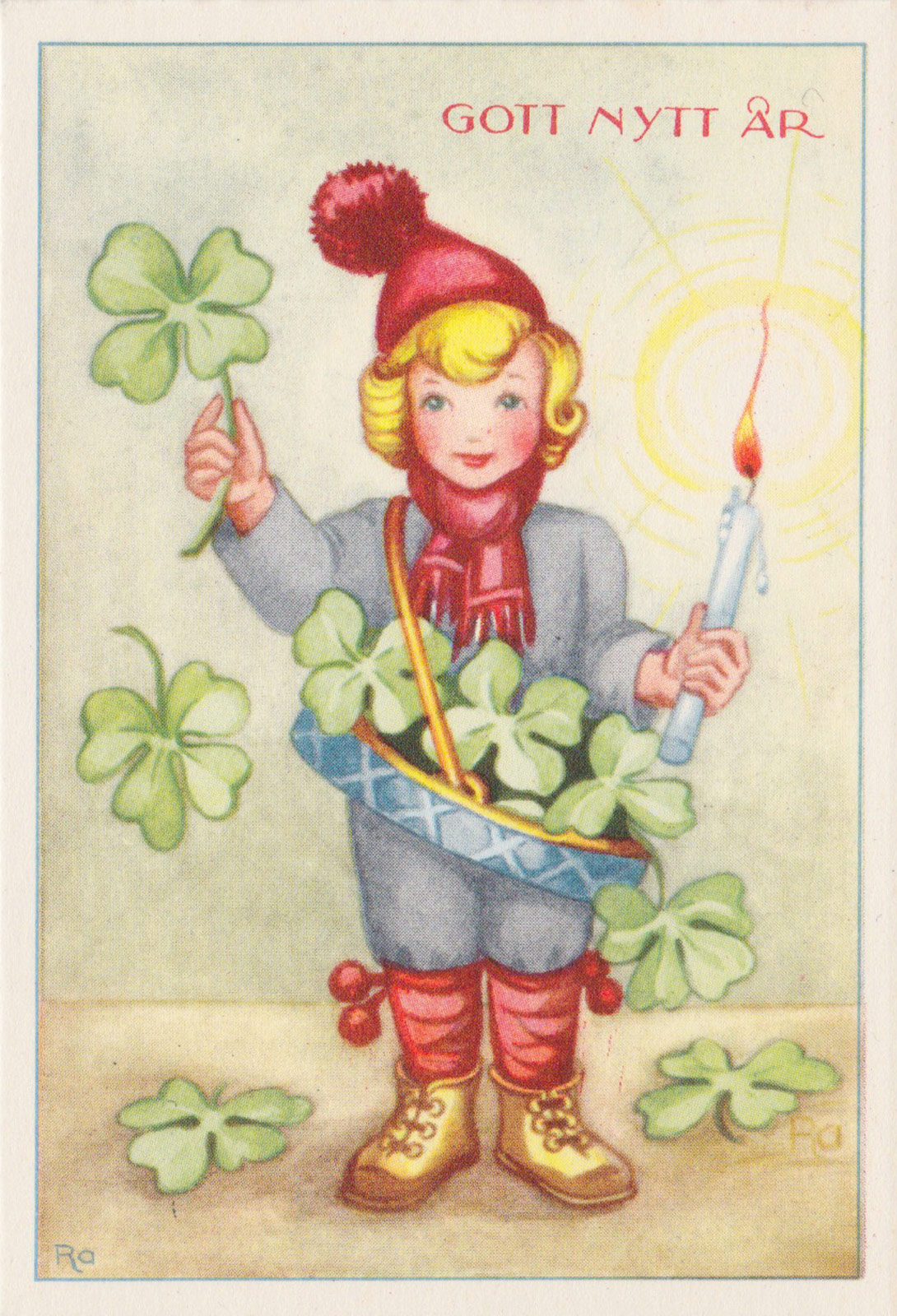 Woman holdong clover and candle