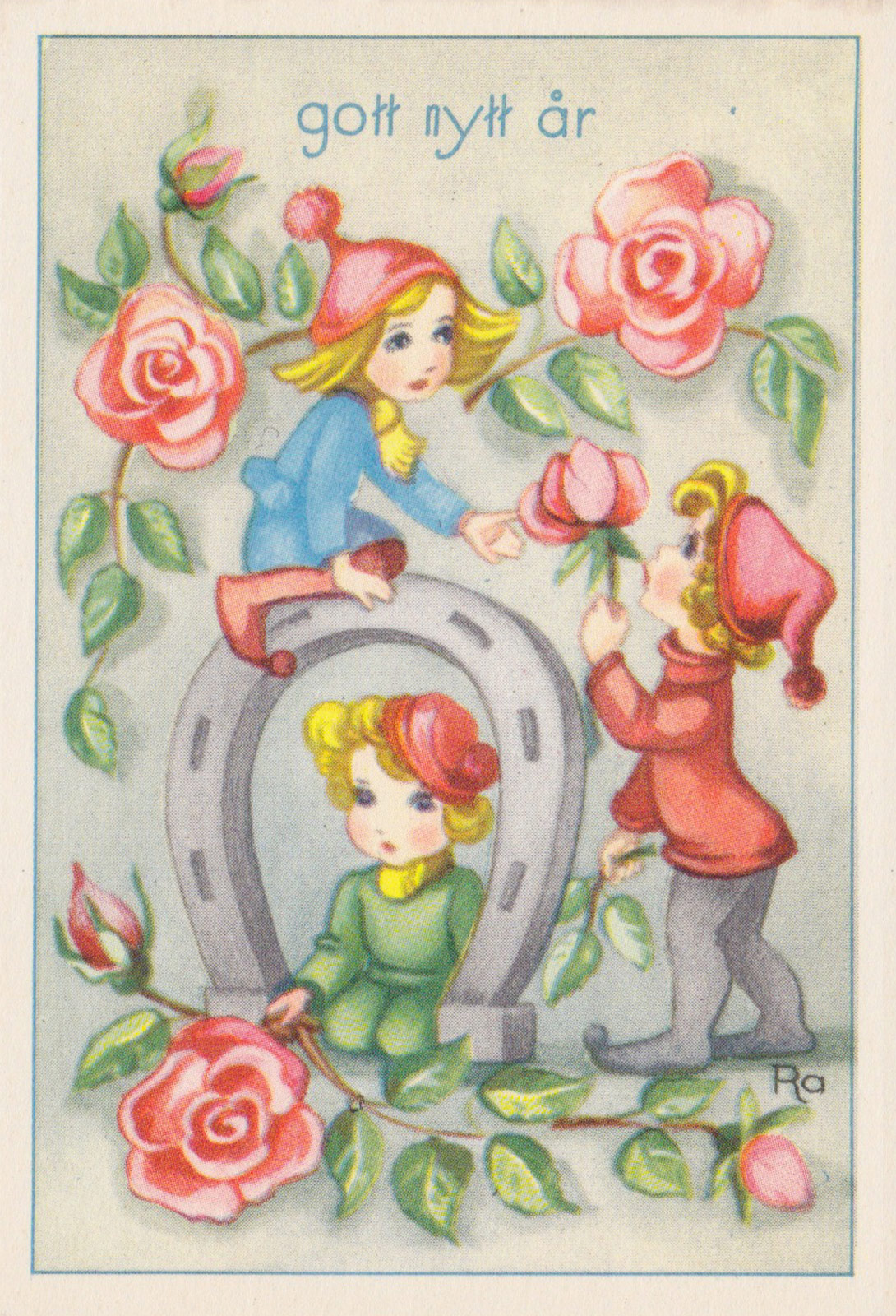 People, clover and horseshoe