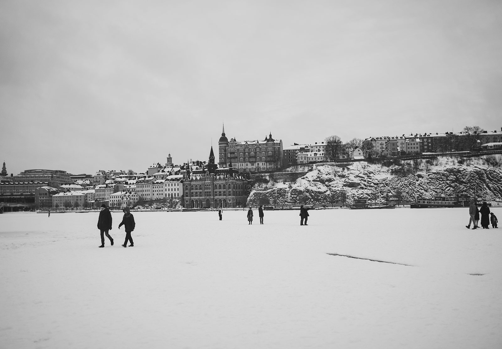 Expanse of ice in city