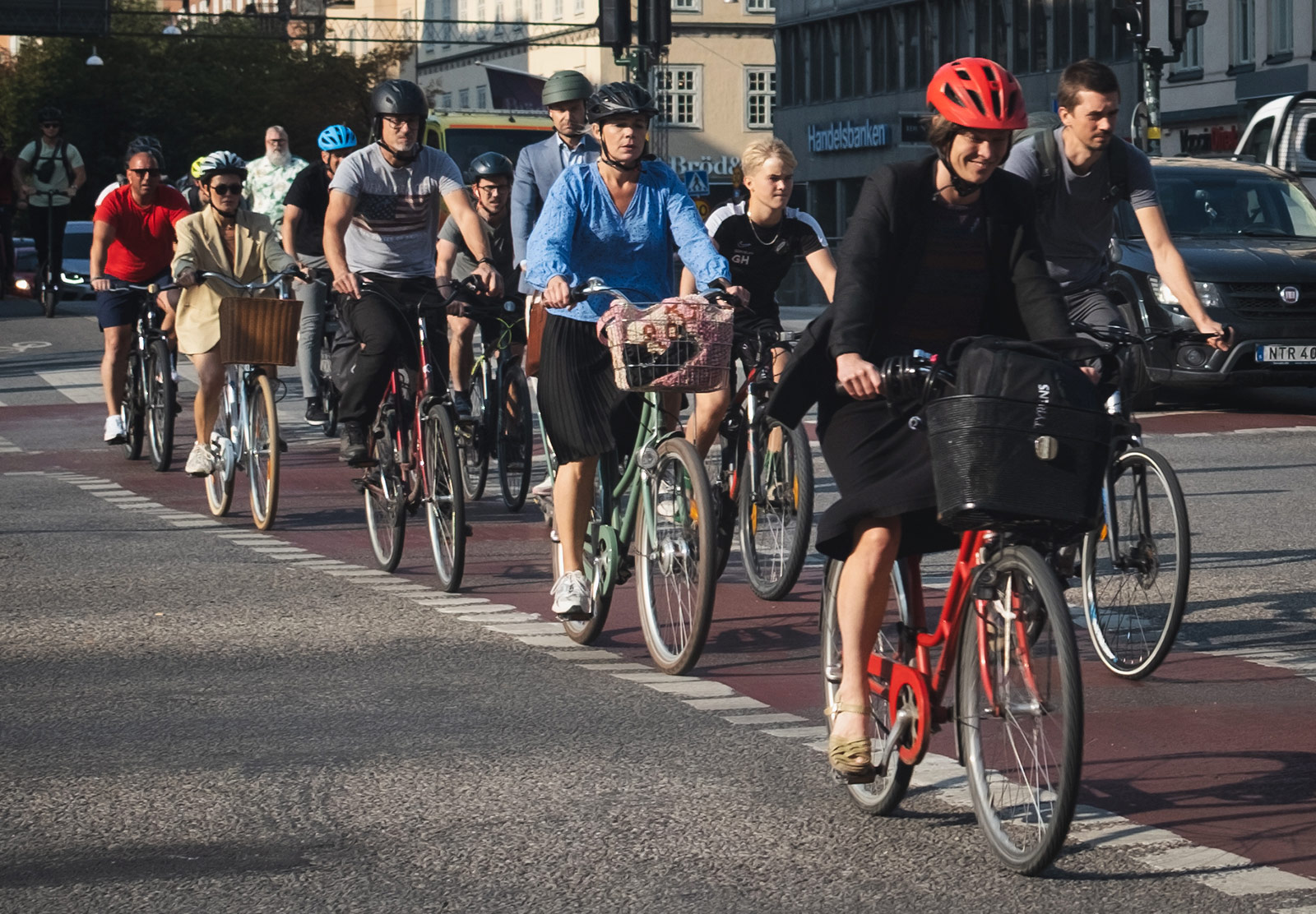 Cluster of cyclists