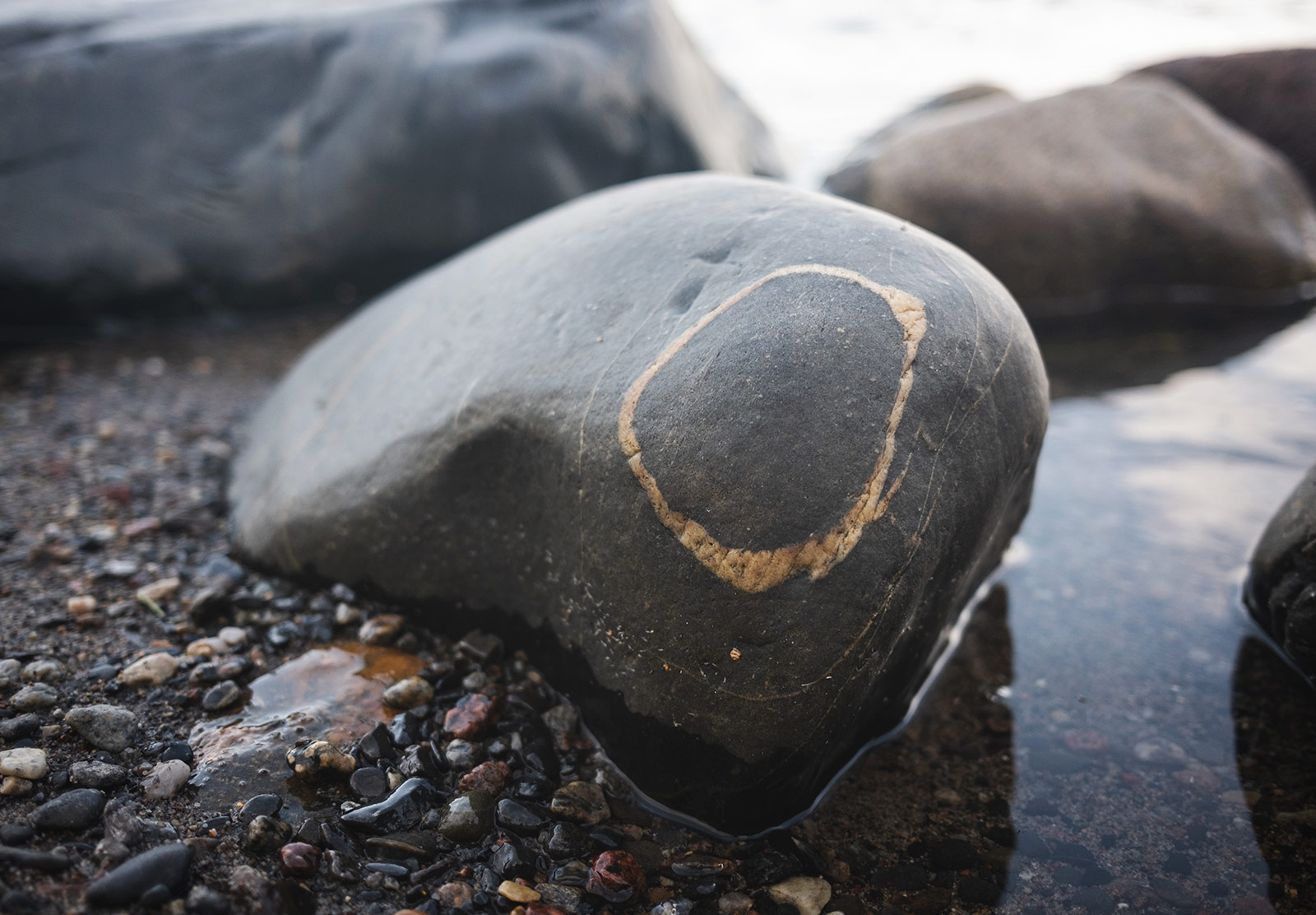 Circular mark on rock