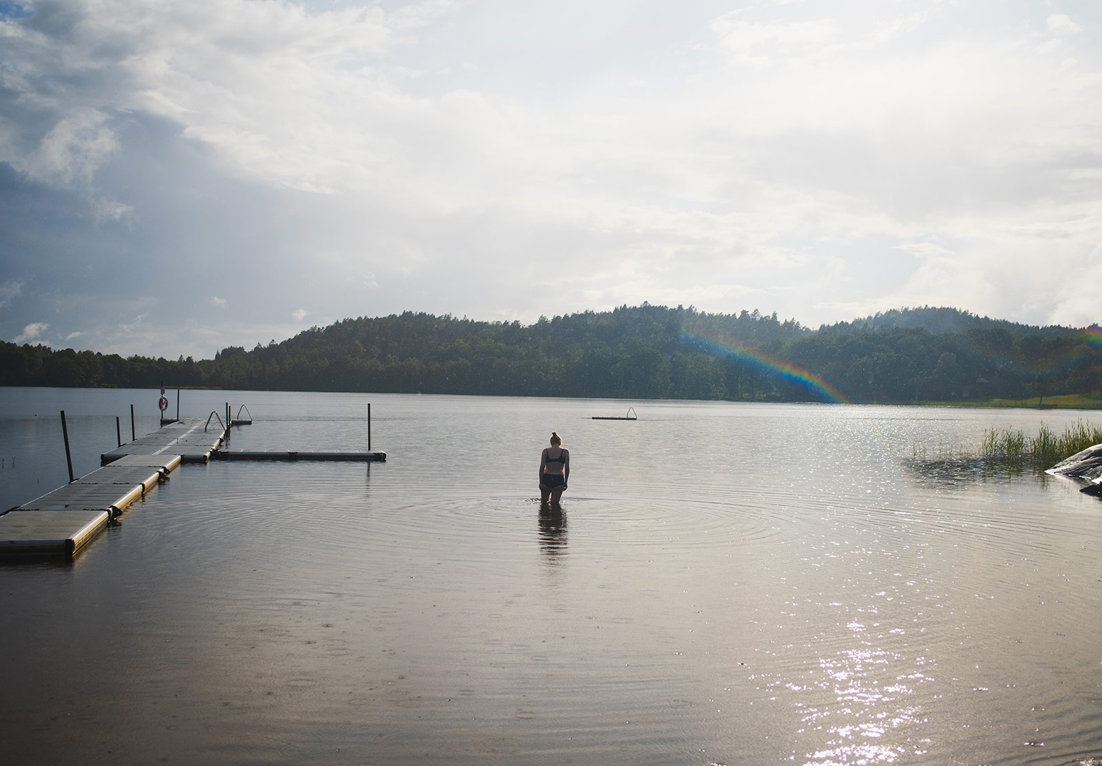 Woman standing in the lake
