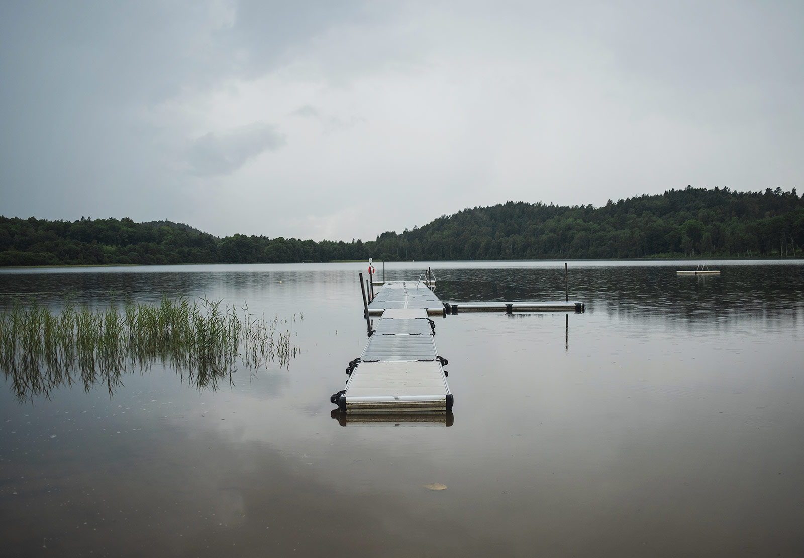 Flooded jetty in a lake