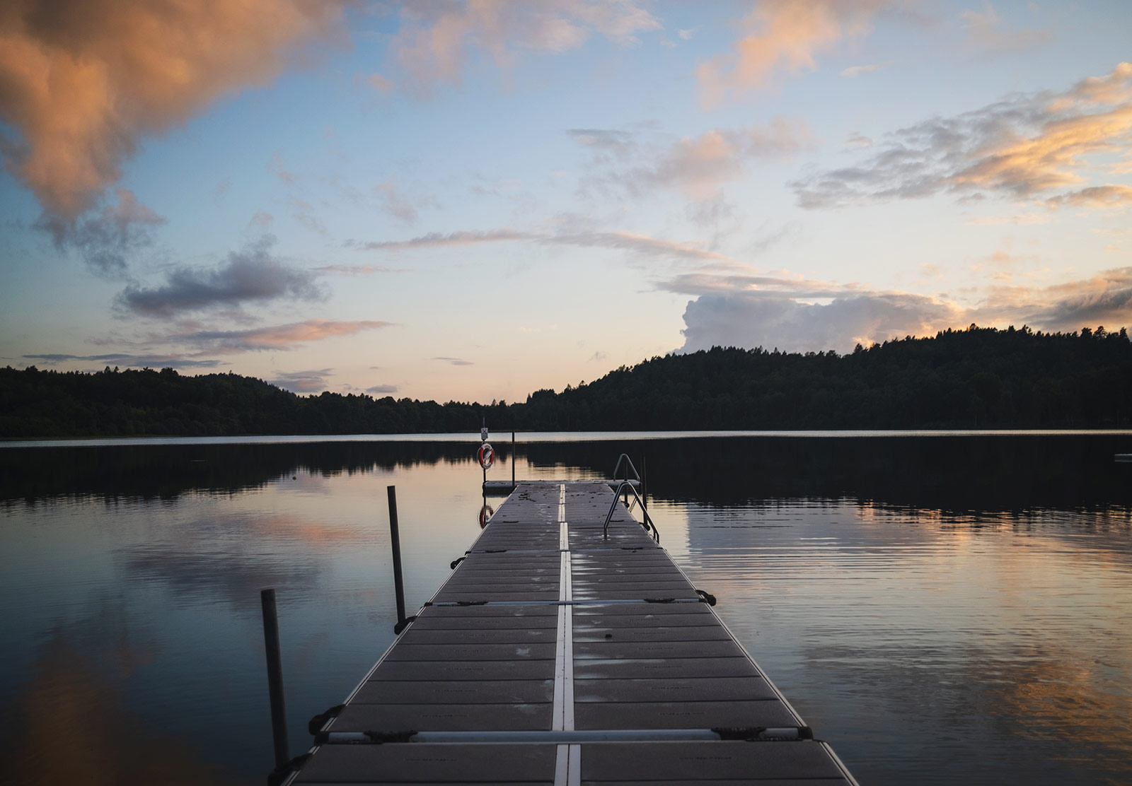 Jetty stretching out into a lake