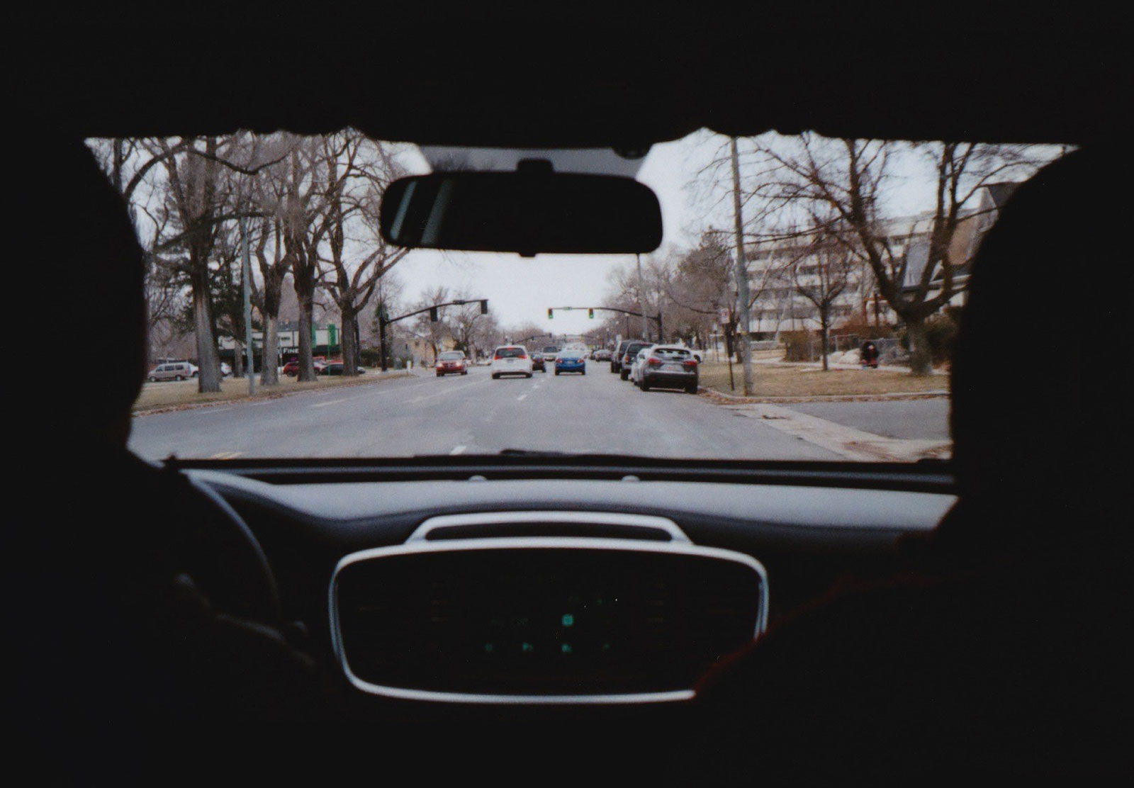 Road through windscreen