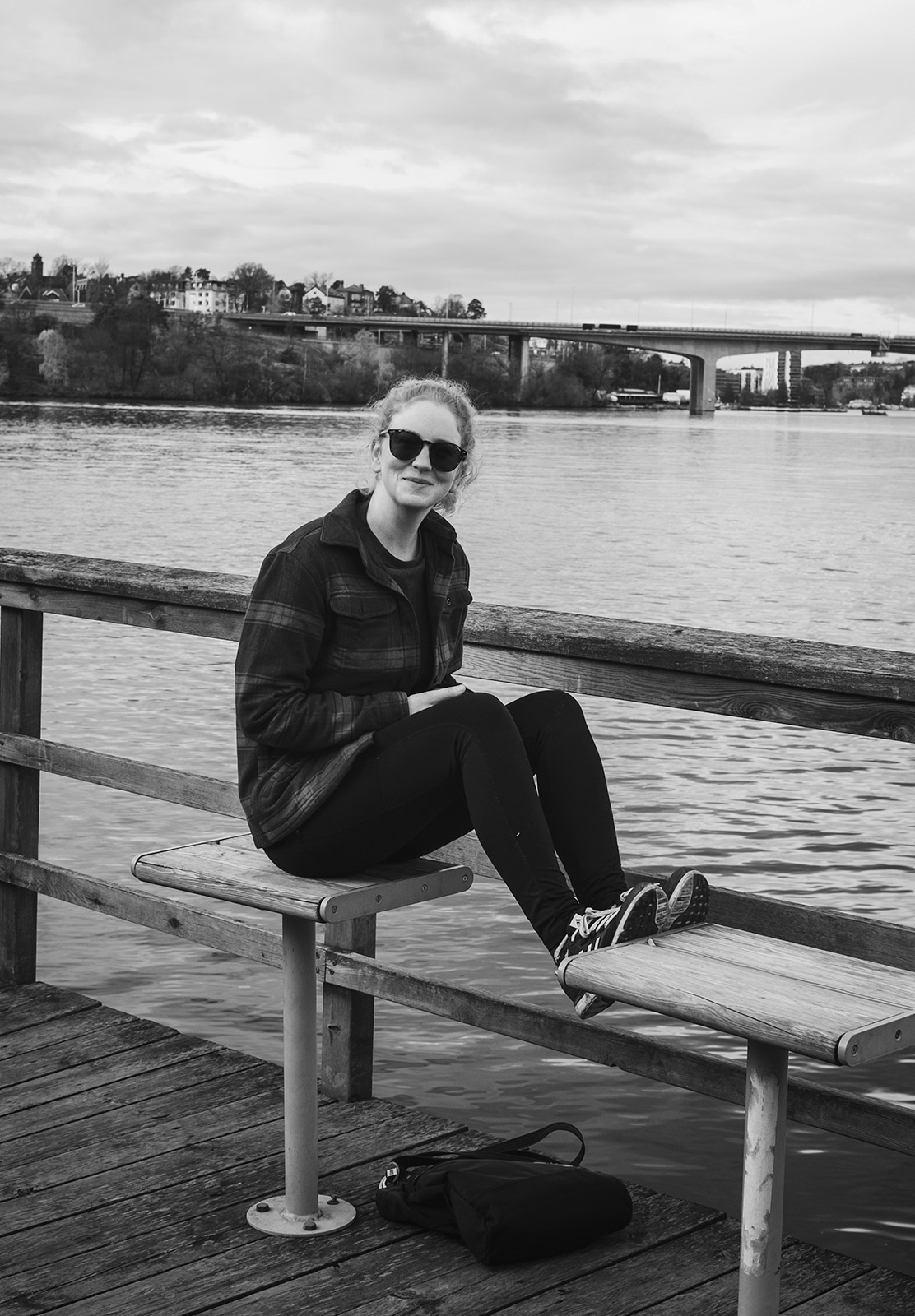 Woman sat on bench