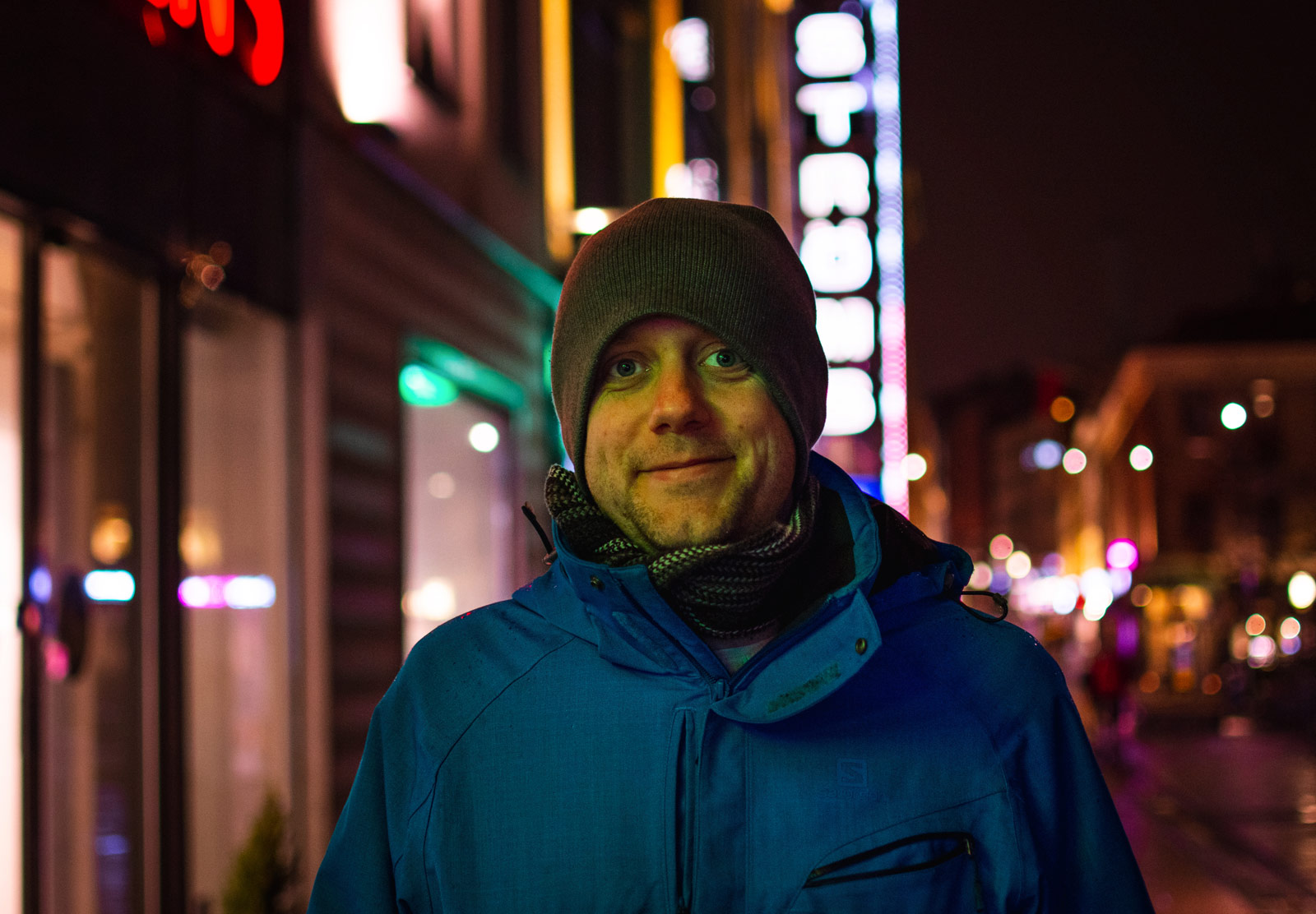 Night portrait in street