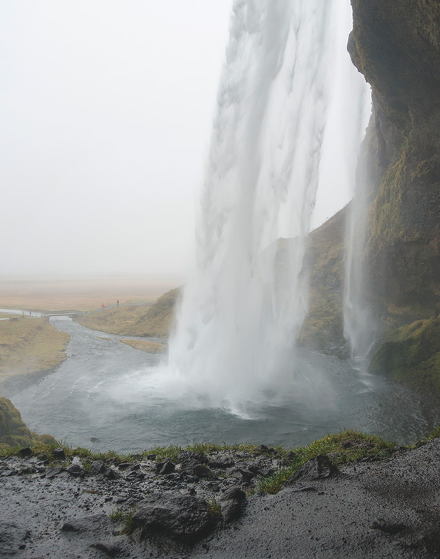 Cascading water from waterfall