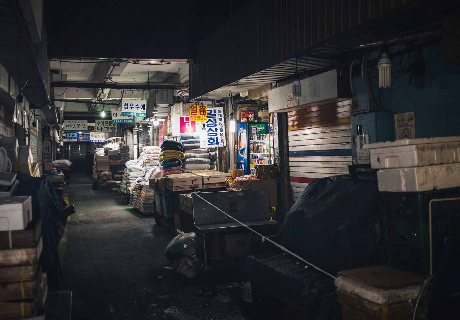 Alleyway full of boxes