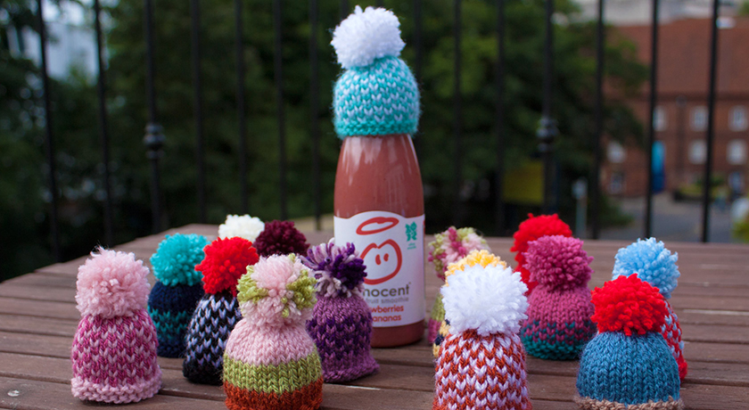 Multi-coloured knitted hats