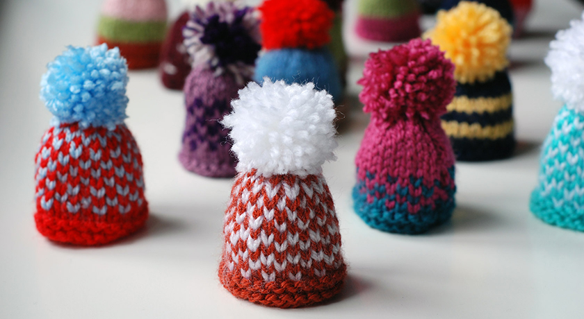 Orange and knitted fair isle hat