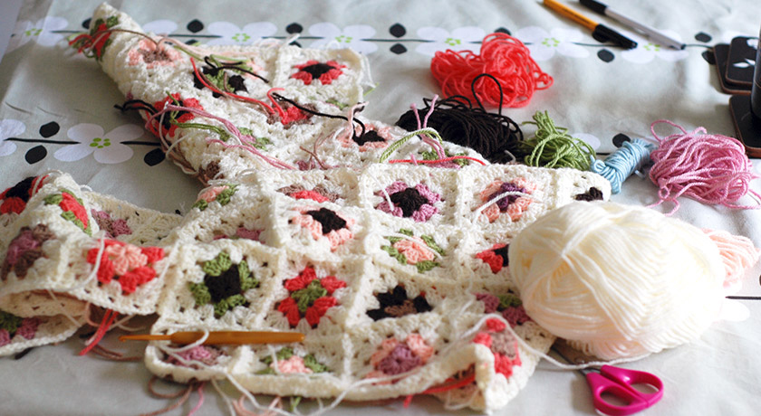 Balls of wool and granny squares