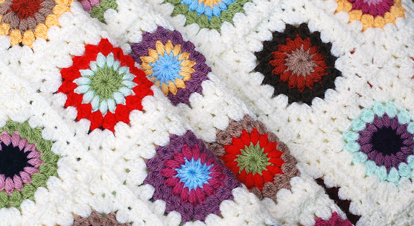 Folded crochet blanket