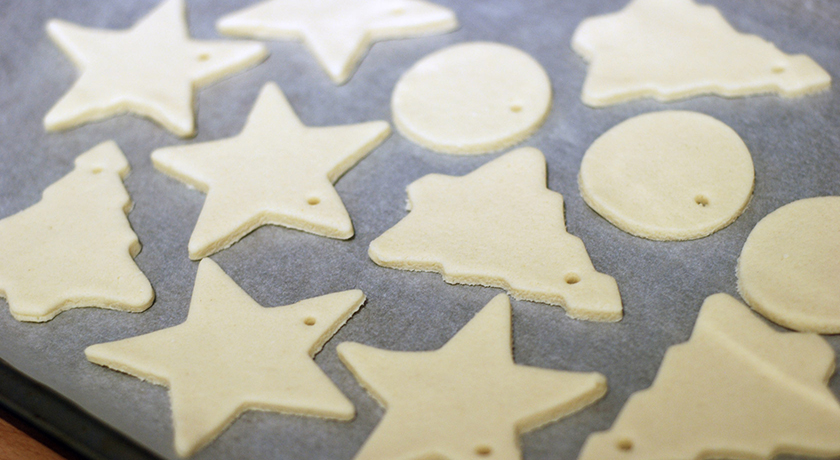 Uncooked salt dough Christmas shapes
