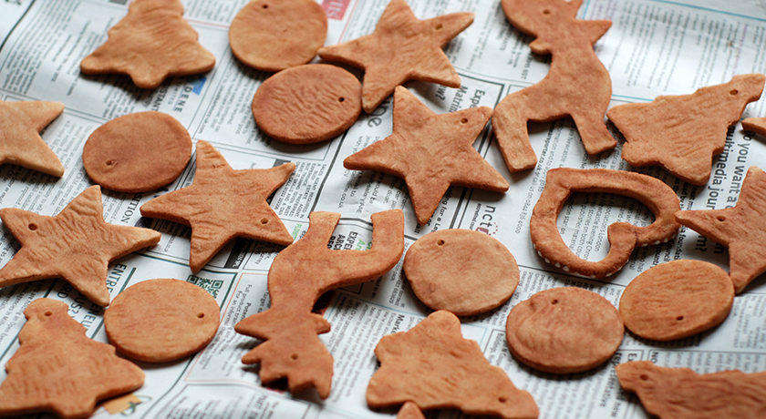 Gingerbread coloured salt dough shapes