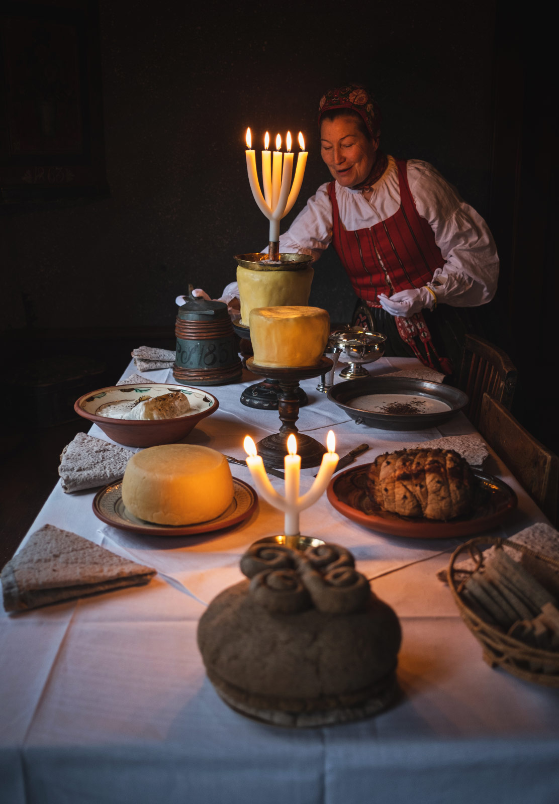 Old fashioned table of food