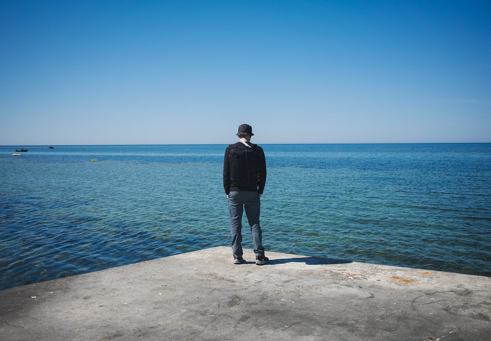 Man looking out to sea
