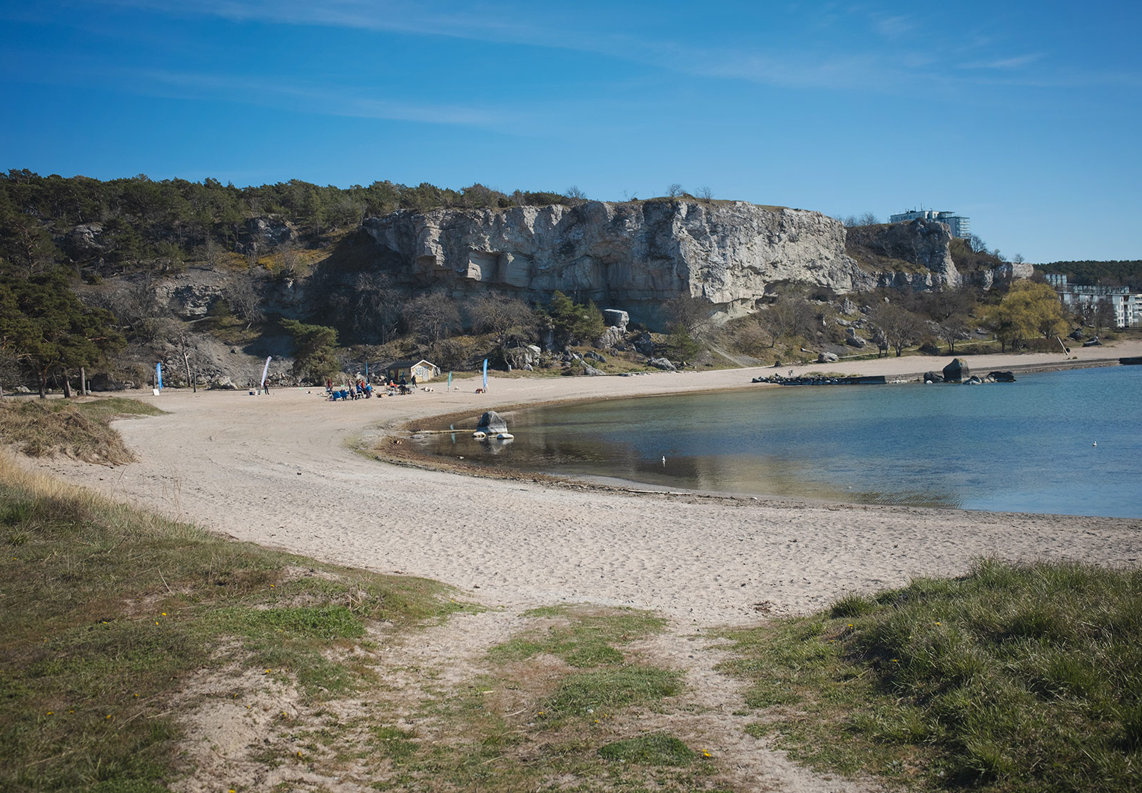 Cliff behind sandy beach