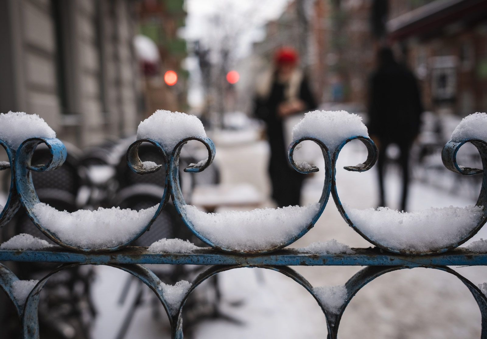 Snow on gate