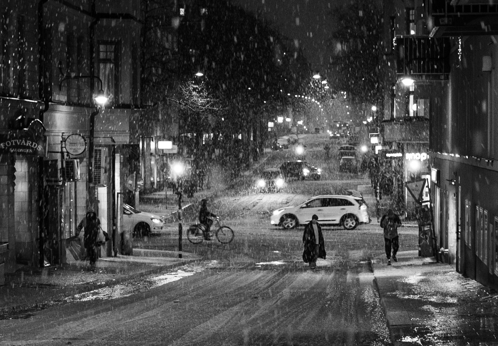 People walking in the snow