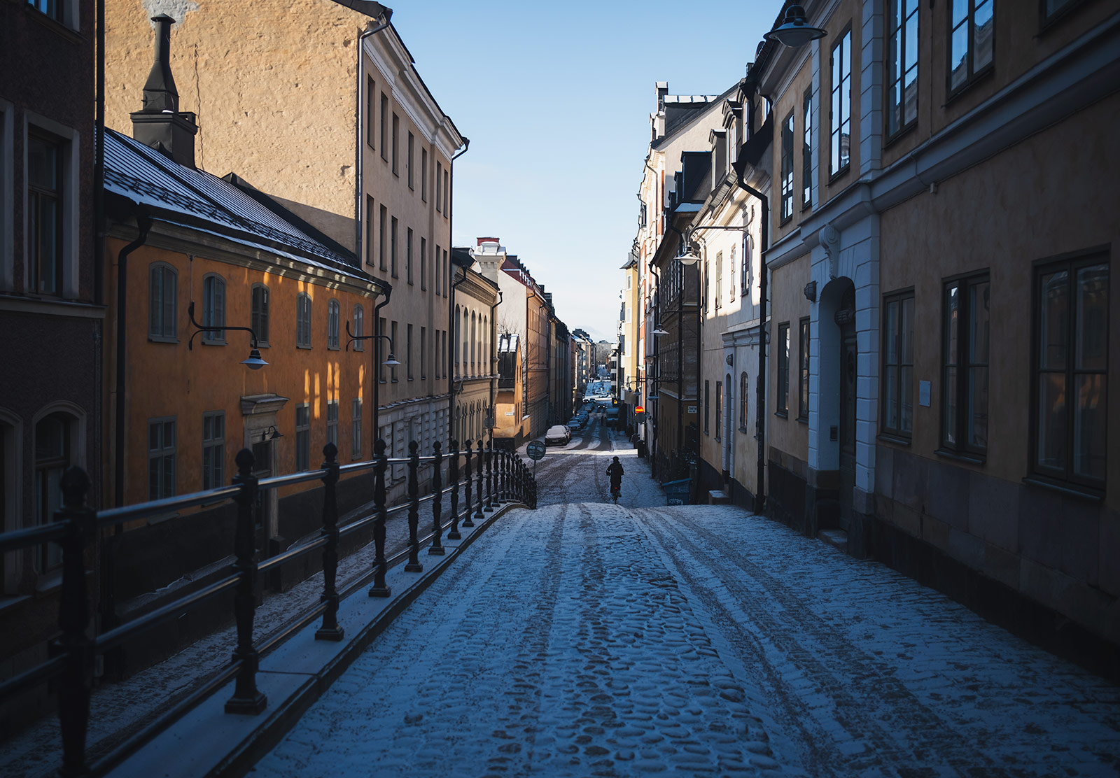 Snow covered cobbles