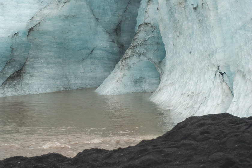 Blue glacier ice and water