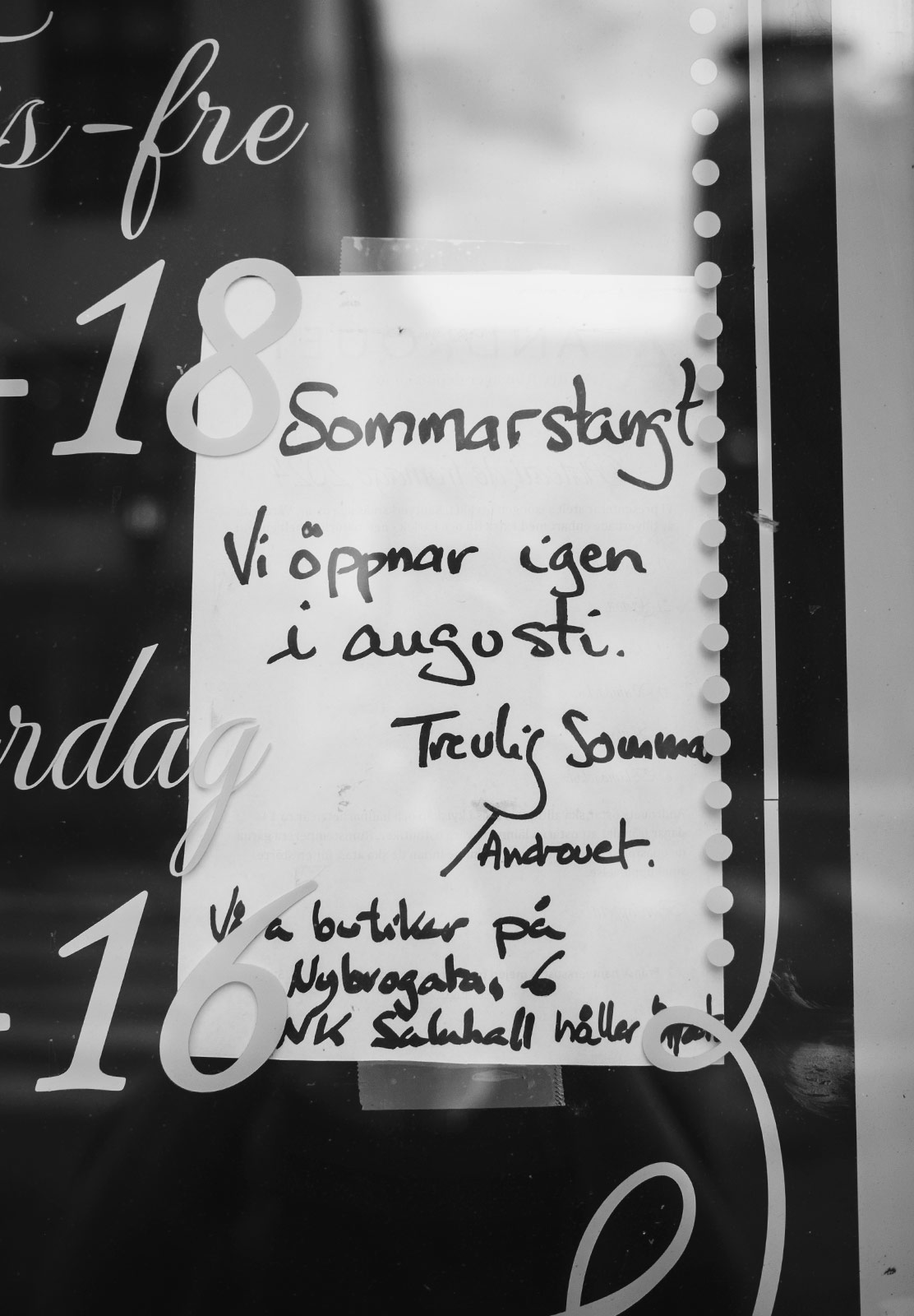 Sommarstängt sign in window