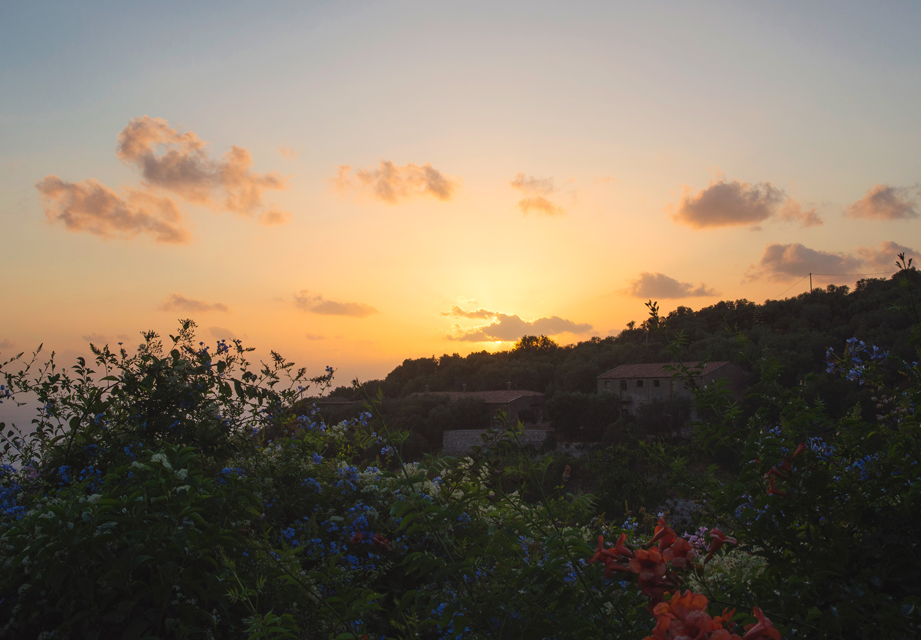 Sunset over mountain side