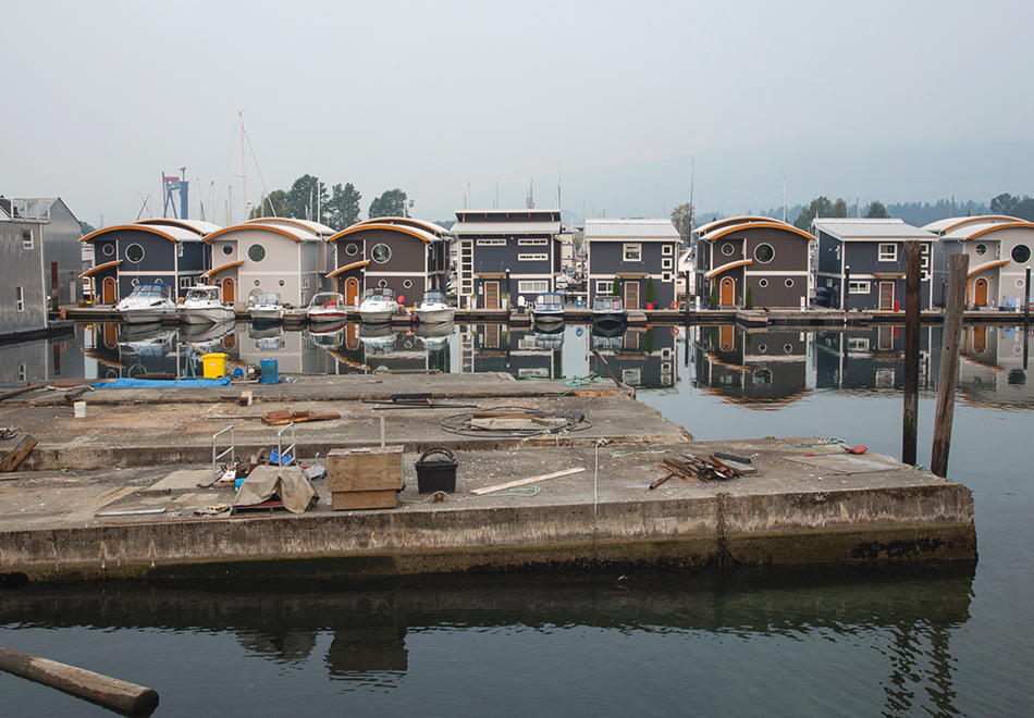 Wooden houses on water