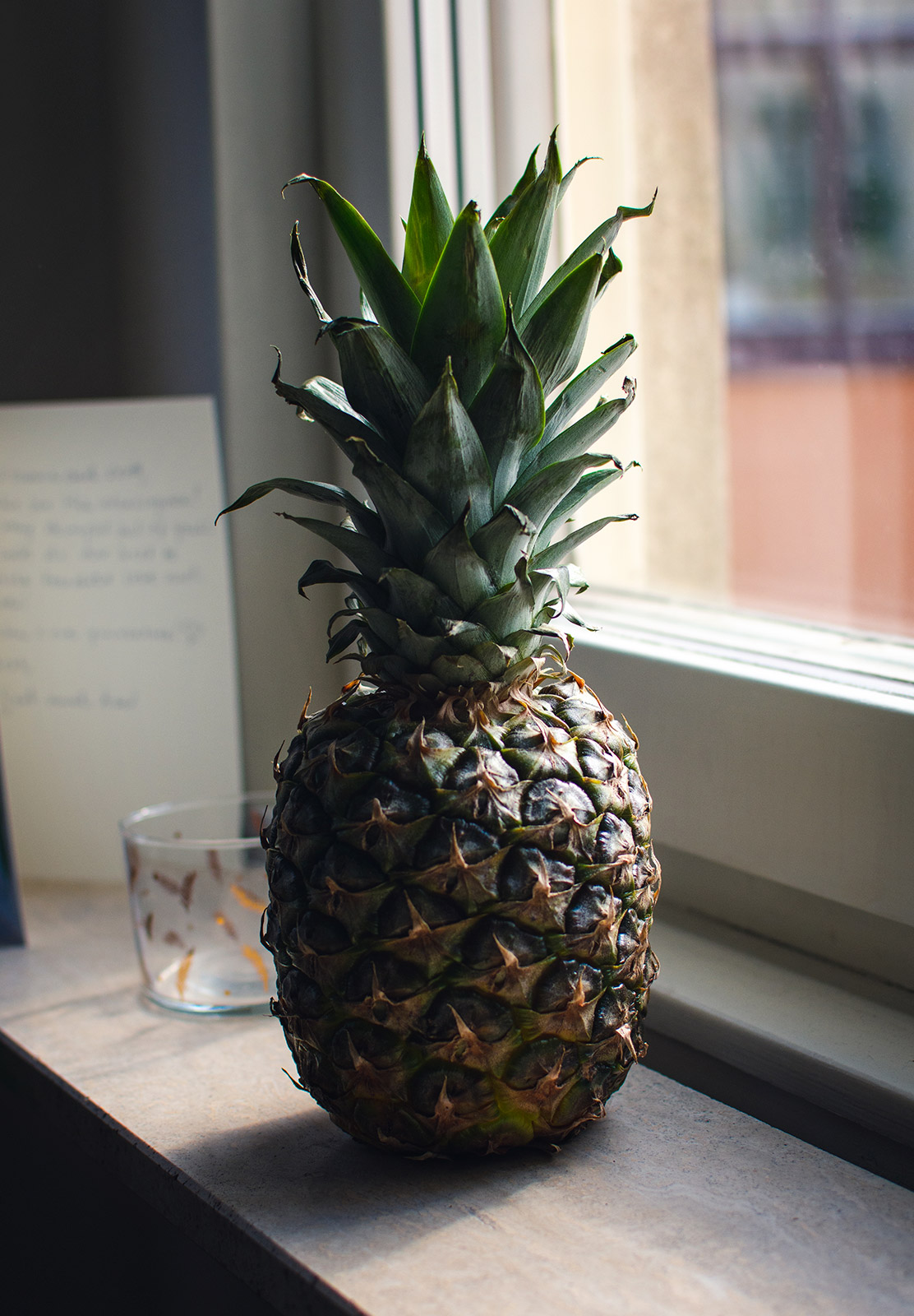 Pineapple on windowsill